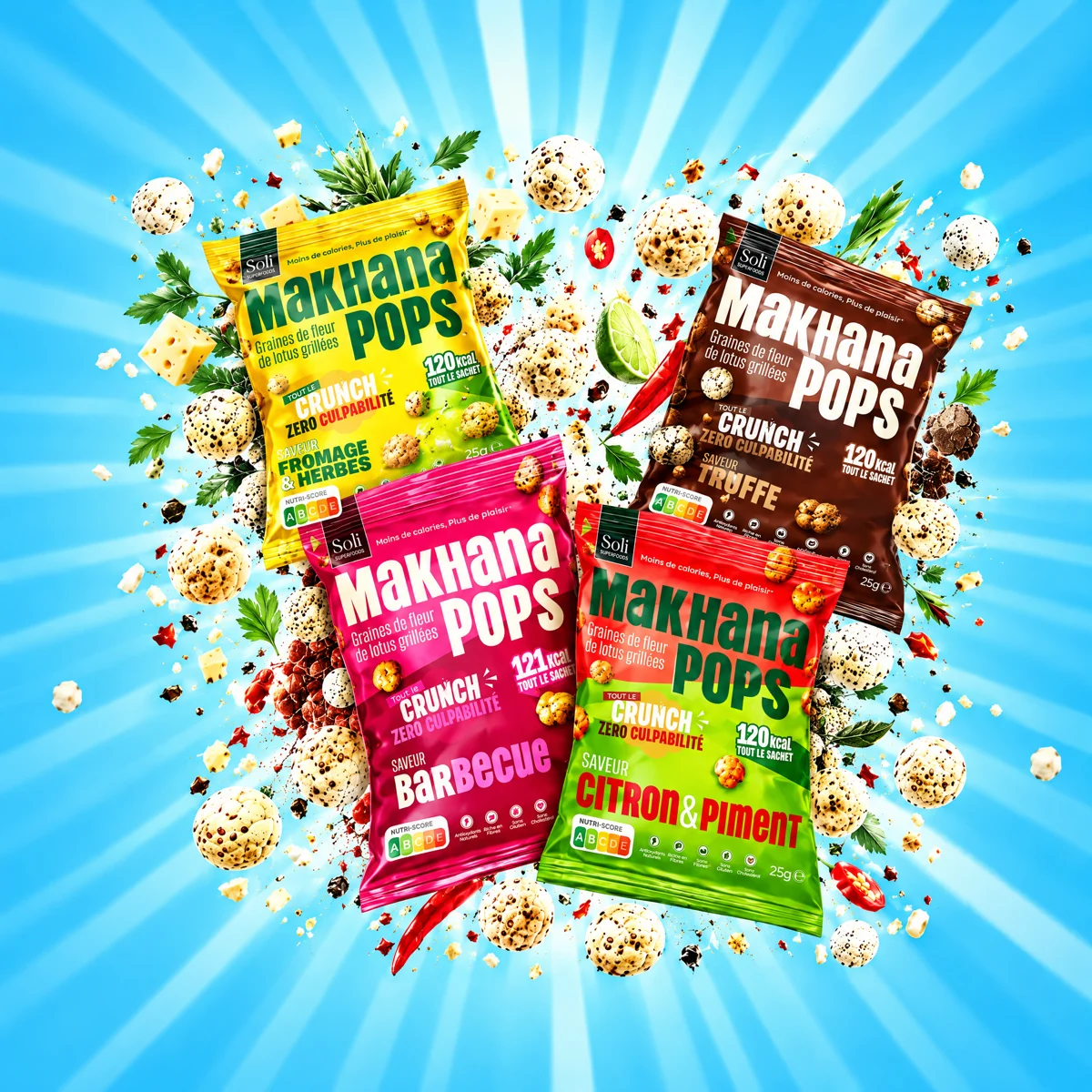 Les 4 saveurs Makhana Pops